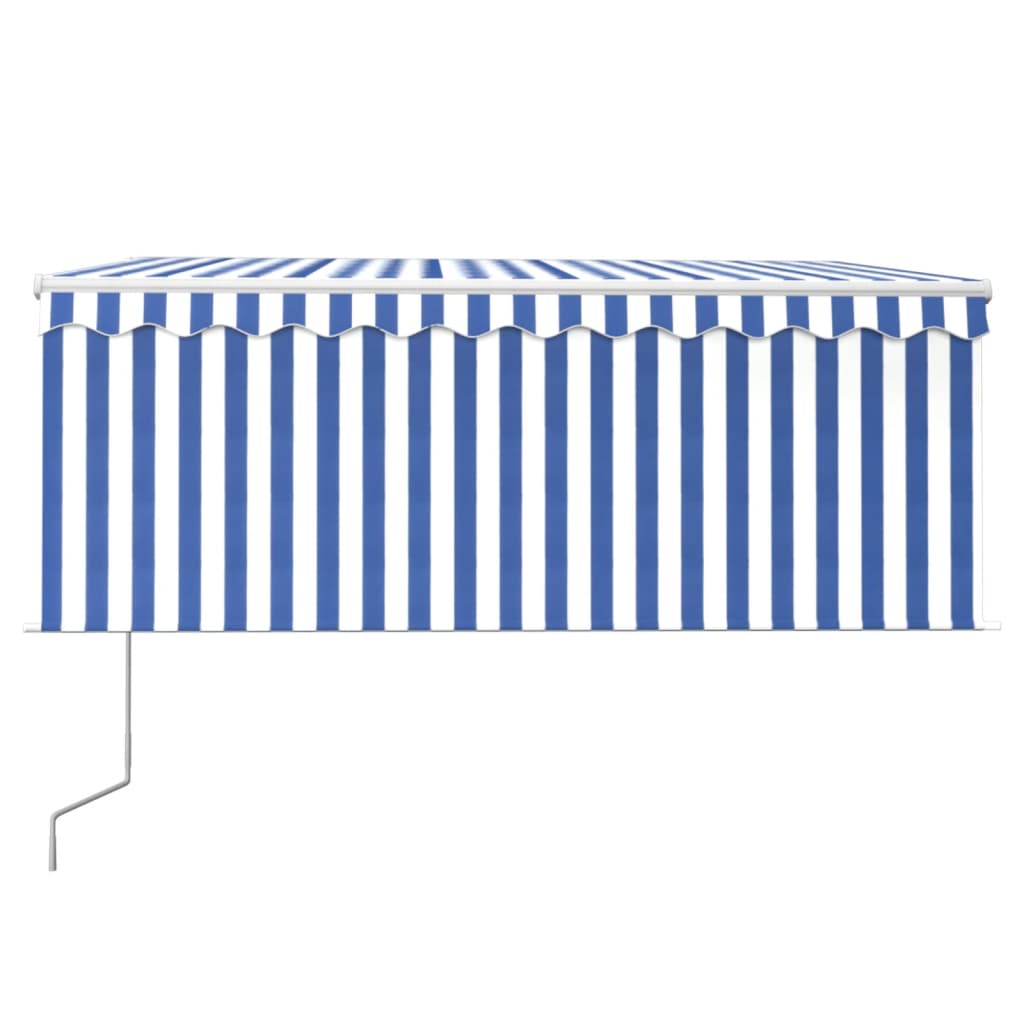 Vidaxl Laifel mit Rollenblind-, LED- und Windsensor 3,5x2,5 m blau und weiß