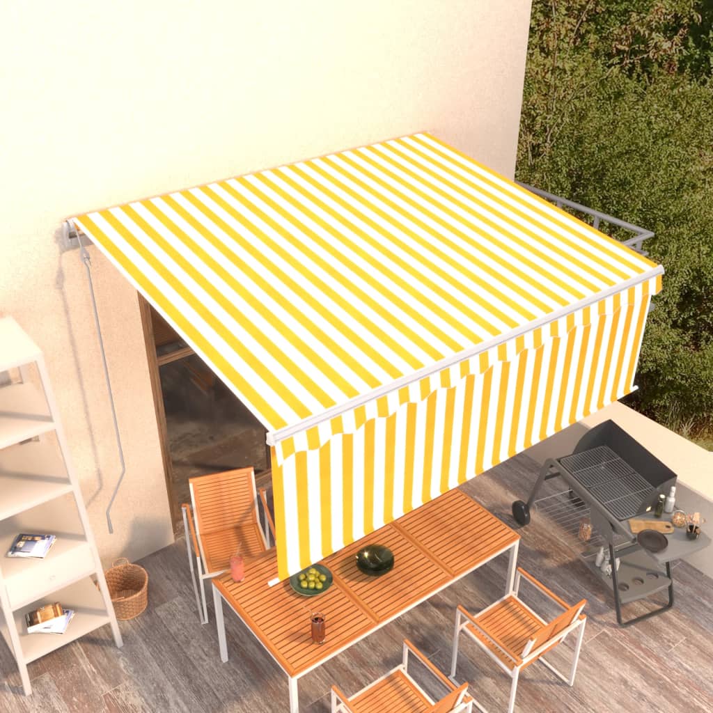 Vidaxl luifel exponierbar mit Roller Blind 4x3 m gelb und weiß