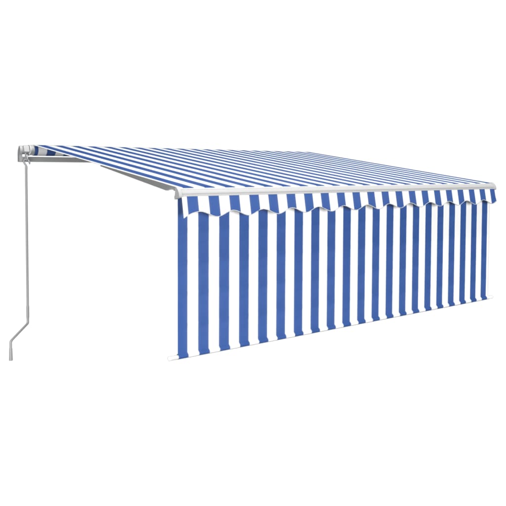 Vidaxl luifel manuell ausziehbar mit Roller Blind 4,5x3 m blau weiß