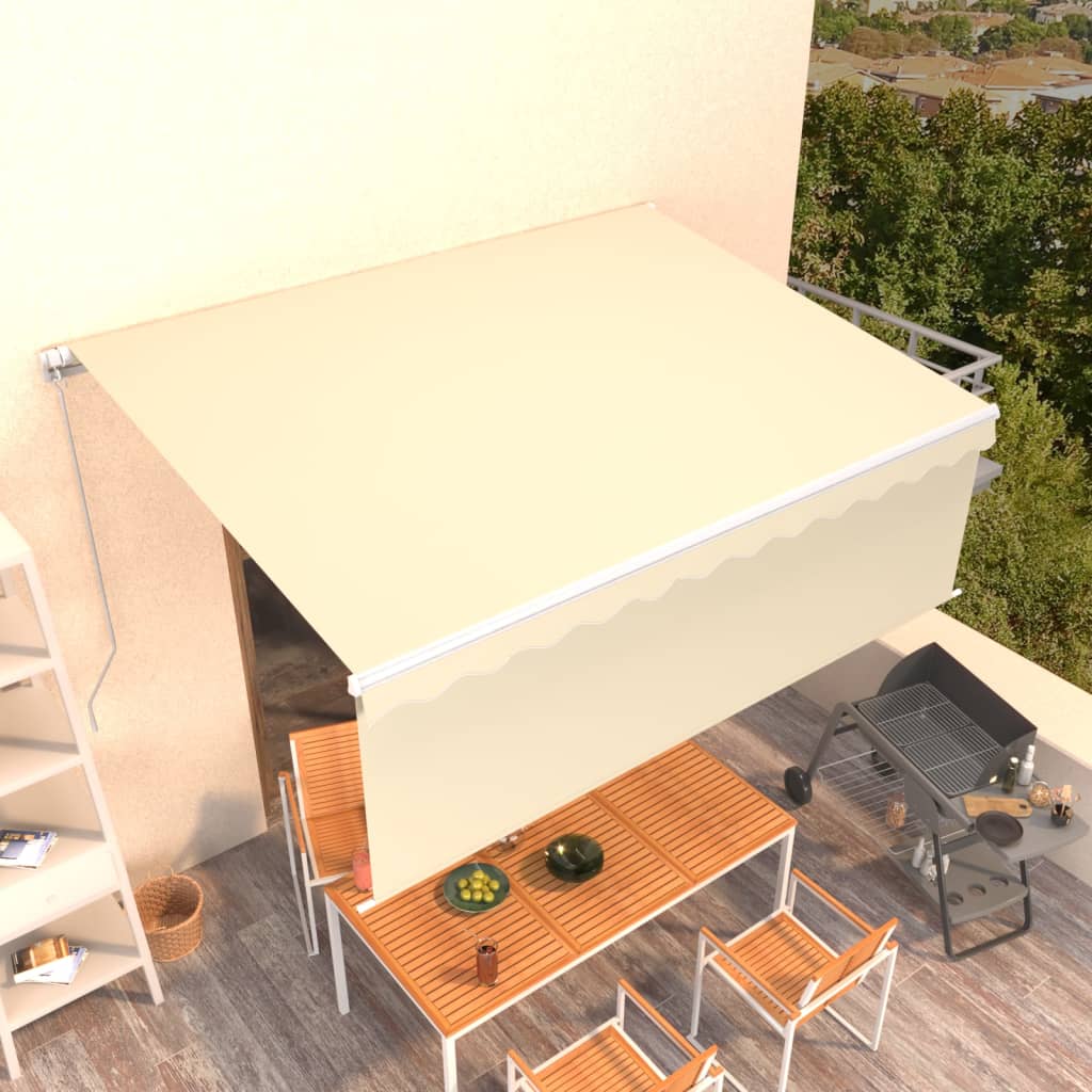 Vidaxl luifel manuell ausziehbar mit Roller Blind 4,5x3 M Creme Farbe