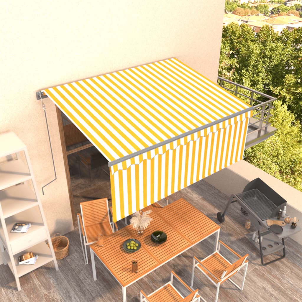 Vidaxl Luifel mit Roller Blind 3x2,5 m Gelb Weiß automatisch erweiterbar