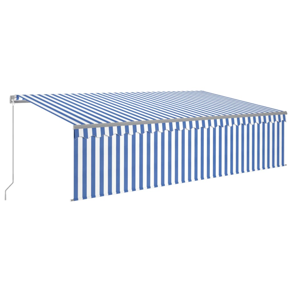 Vidaxl luifel manuell ausziehbar mit Rollerblind -LED 5x3 m blau weiß