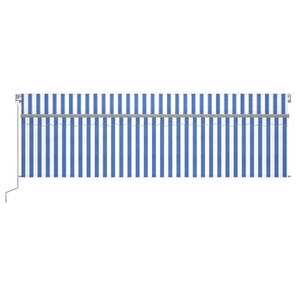 Vidaxl luifel manuell ausziehbar mit Rollerblind -LED 5x3 m blau weiß