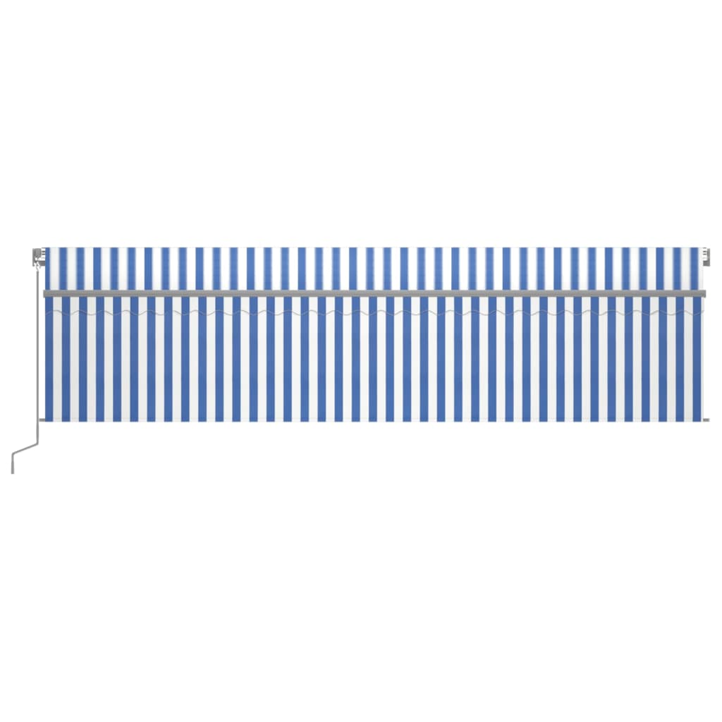 Vidaxl luifel manuell ausziehbar mit Rollerblind -LED 6x3 m blau weiß