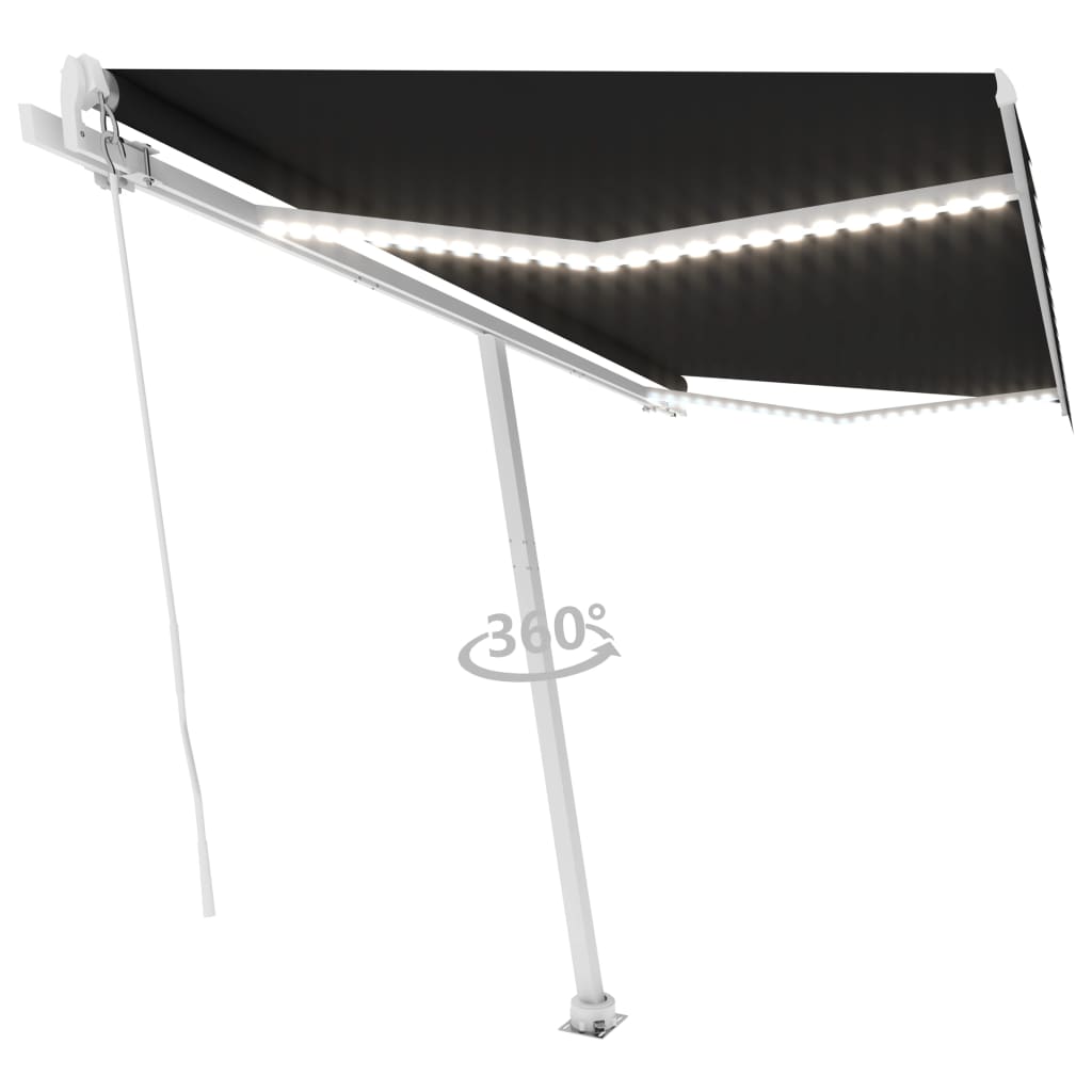 Vidaxl Luifel manuell ausziehbar mit LED 450x300 cm Anthrazitfarbe