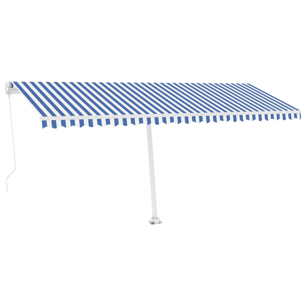 Vidaxl luifel manuell ausziehbar mit LED 500x300 cm blau und weiß