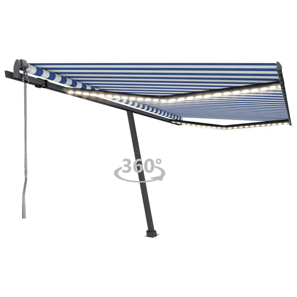 Vidaxl Luifel Automatik mit LED- und Windsensor 400x300 cm blau und weiß