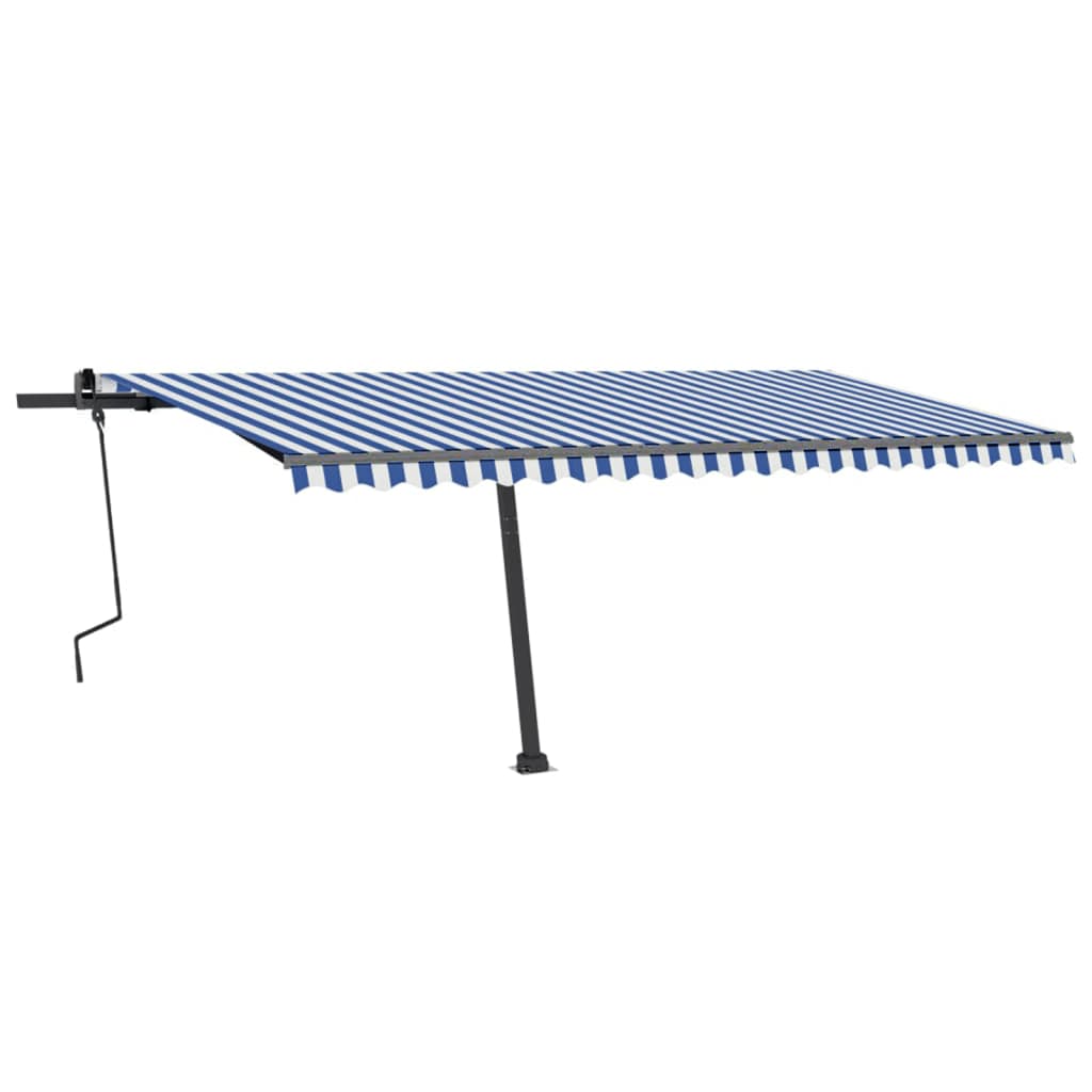 Vidaxl luifel manuell ausziehbar mit LED 500x300 cm blau und weiß