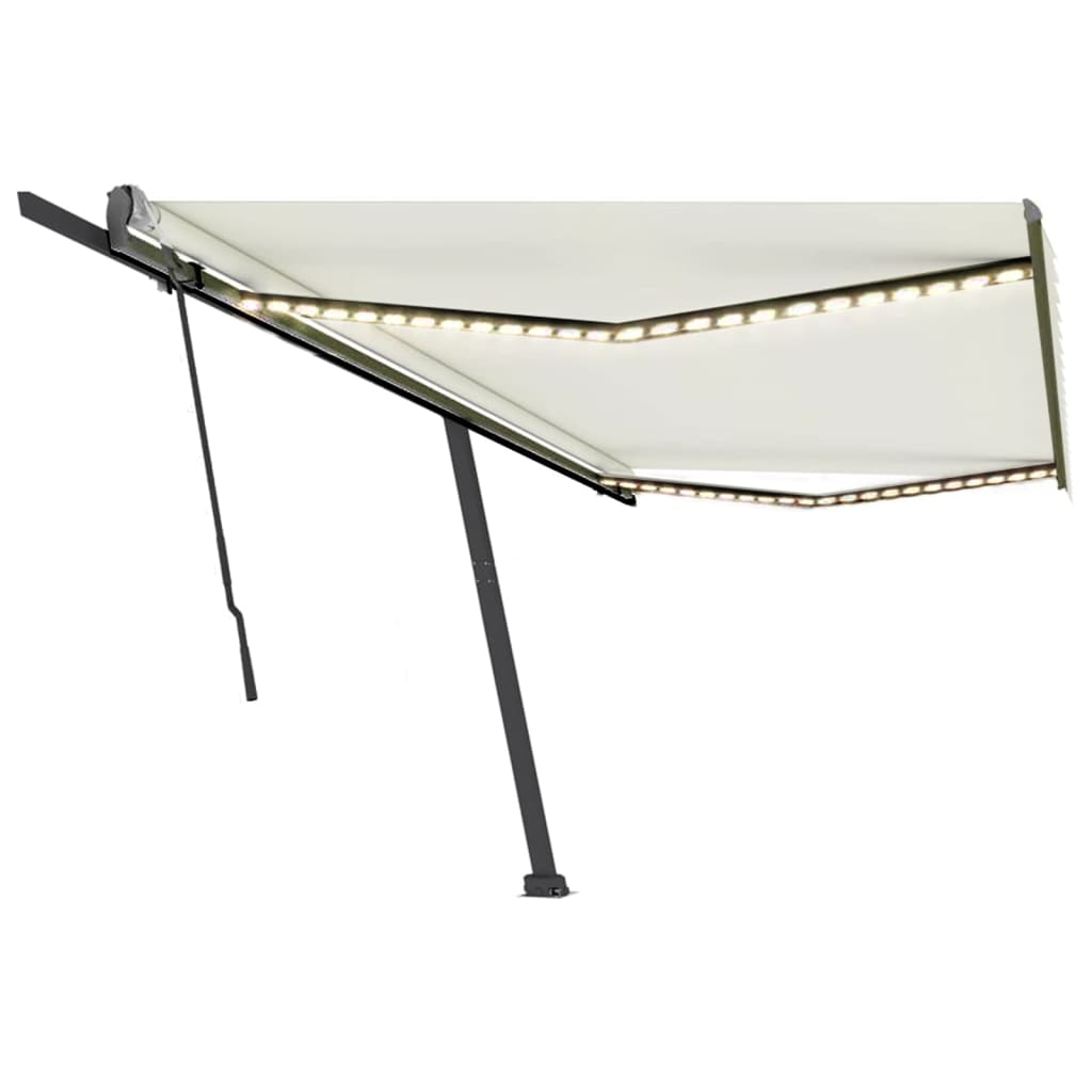 Vidaxl luifel manuell ausziehbar mit LED 500x300 cm cremefarben