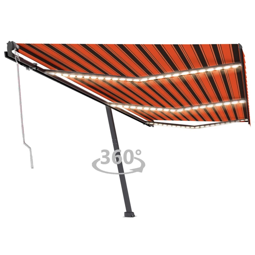 Vidaxl Luifel Automatik mit LED -Windsensor 600x300 cm Orange Braun