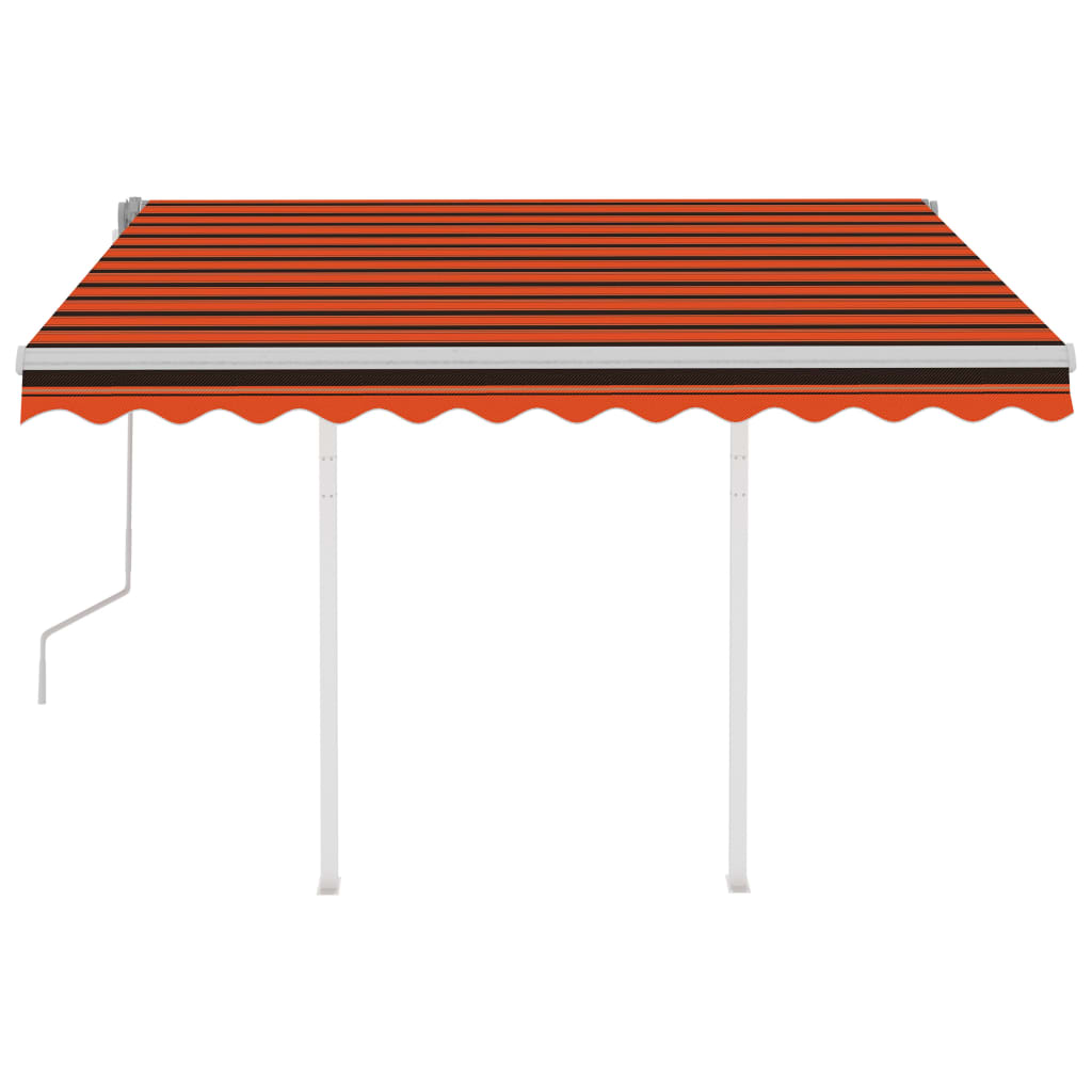 Vidaxl luifel mit den Posts 3x2,5 M orange und braun manuell ausziehbar