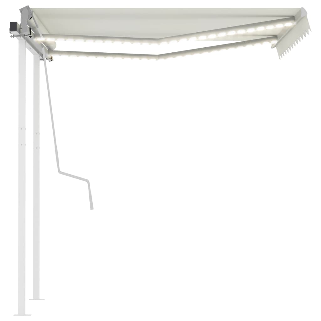 Vidaxl luifel manuell ausziehbar mit LED 3x2,5 M cremefarben -gepflegt