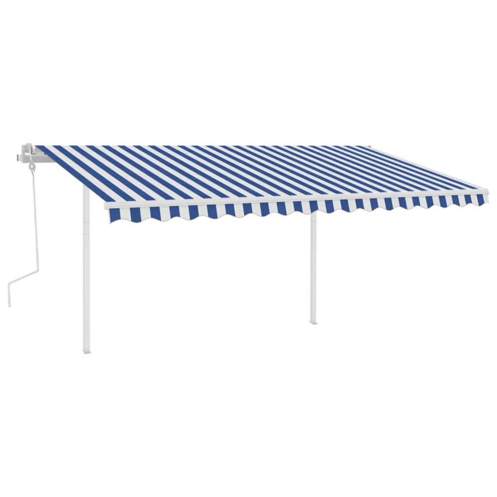 Vidaxl luifel mit Posts 4,5x3 m blau und weiß manuell ausziehbar