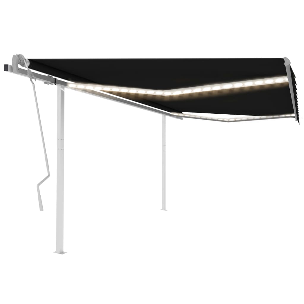 Vidaxl luifel mit LED mit 4,5 x 3 m Anthrazit -Colored manuell erweiterbar