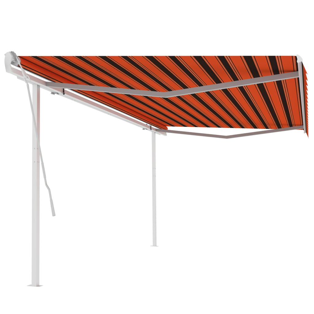 Vidaxl Luifel mit den Posts 5x3,5 M orange und braun manuell ausziehbar