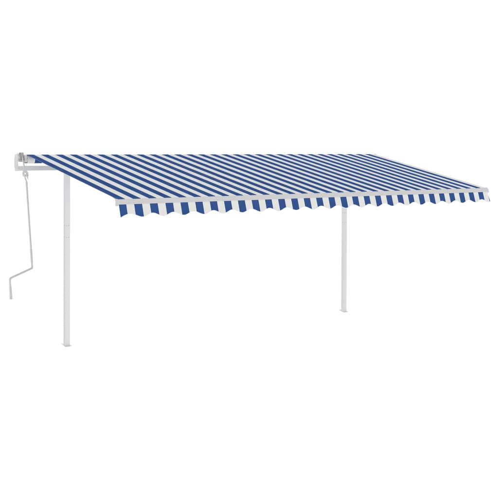 Vidaxl Luifel manuell ausziehbar mit LED 5x3,5 m blau und weiß