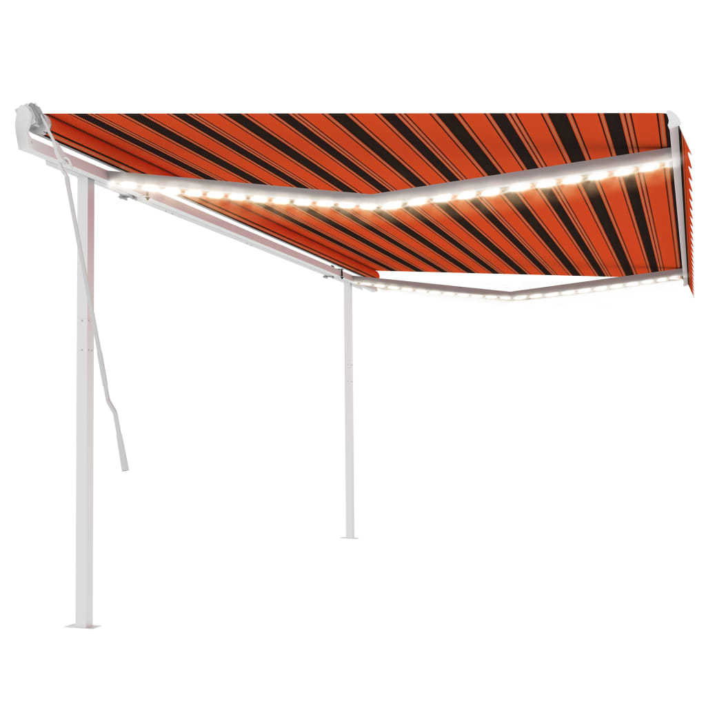 Vidaxl Luifel manuell ausziehbar mit LED 5x3,5 M orange und braun
