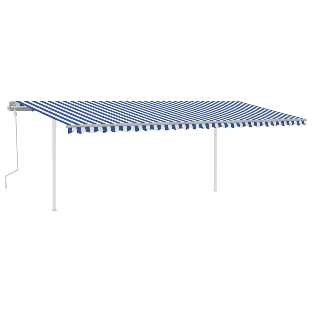 Vidaxl Luifel manuell ausziehbar mit LED 6x3,5 m blau und weiß