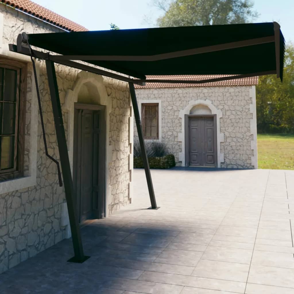 VidaXL Markise automatisch ausziehbar mit Pfosten 4,5x3 m Farbe Anthrazit