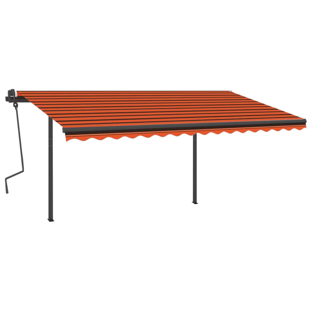 VidaXL Markise automatisch ausziehbar mit Pfosten 4,5x3 m Orangebraun