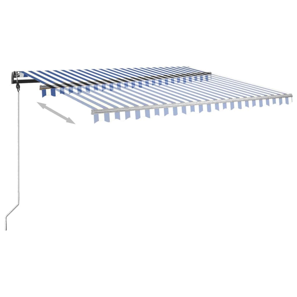 VidaXL Markise manuell ausziehbar mit Pfosten 4x3,5 m blau und weiß