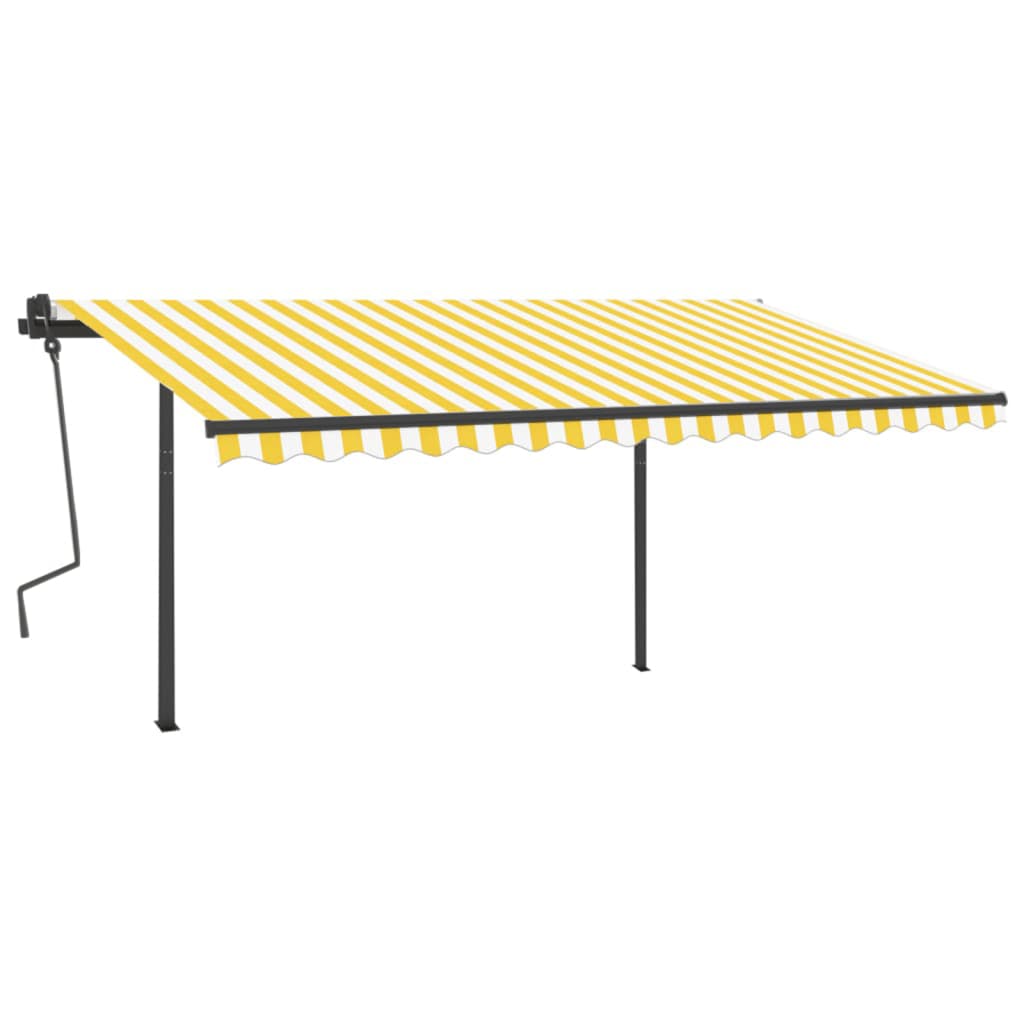 VidaXL Markise manuell ausziehbar mit Pfosten 4x3,5 m gelb und weiß