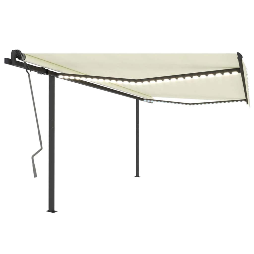 VidaXL Manuell ausziehbare Markise mit LED 4x3,5 m Creme