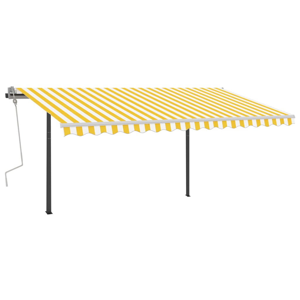 VidaXL Markise manuell ausziehbar mit LED 4x3,5 m Gelb und Weiß