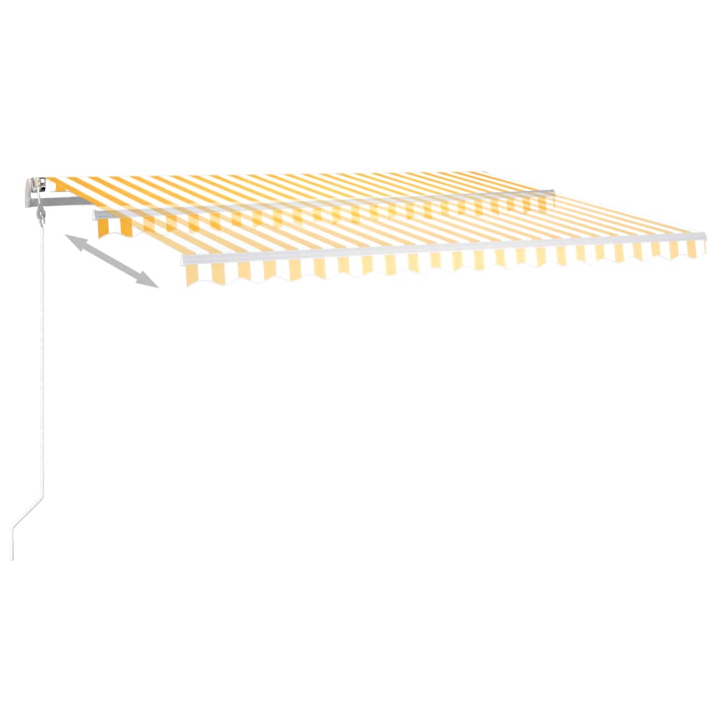 VidaXL Markise manuell ausziehbar mit LED 4x3,5 m Gelb und Weiß