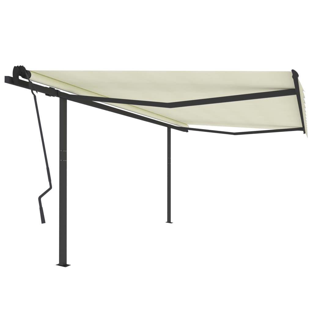 VidaXL Markise manuell ausziehbar mit Stangen 4,5x3,5 m cremefarben