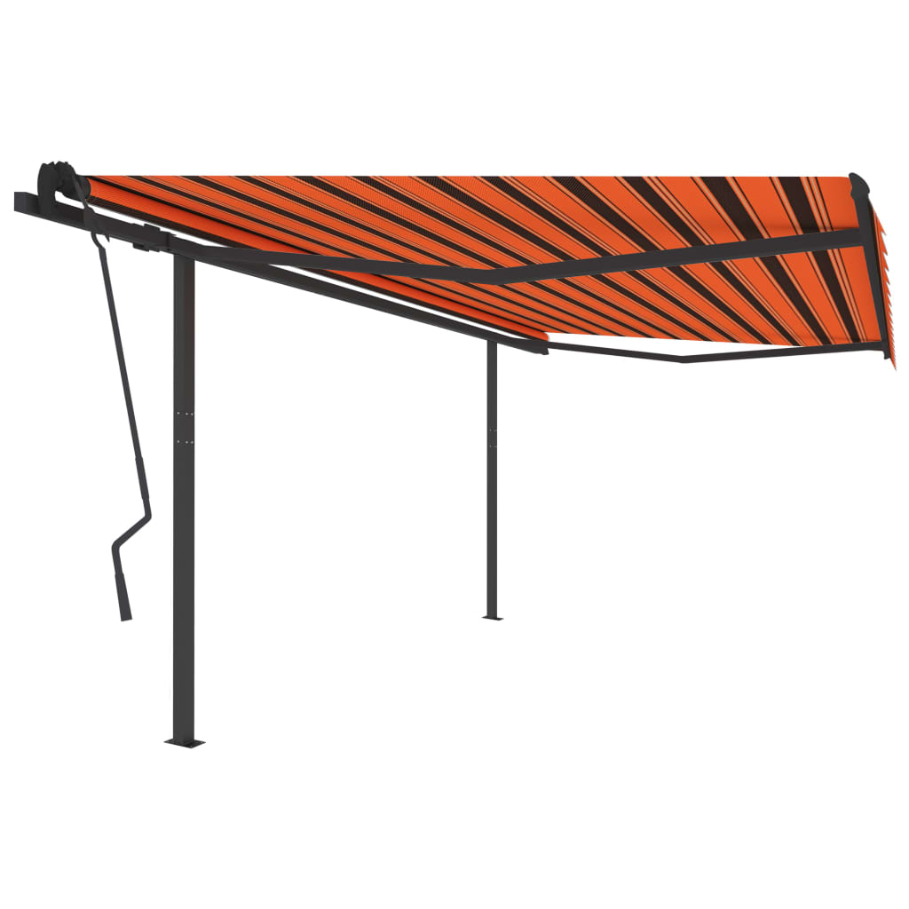 VidaXL Markise mit Stangen manuell ausziehbar 4,5x3,5m Orange und Braun