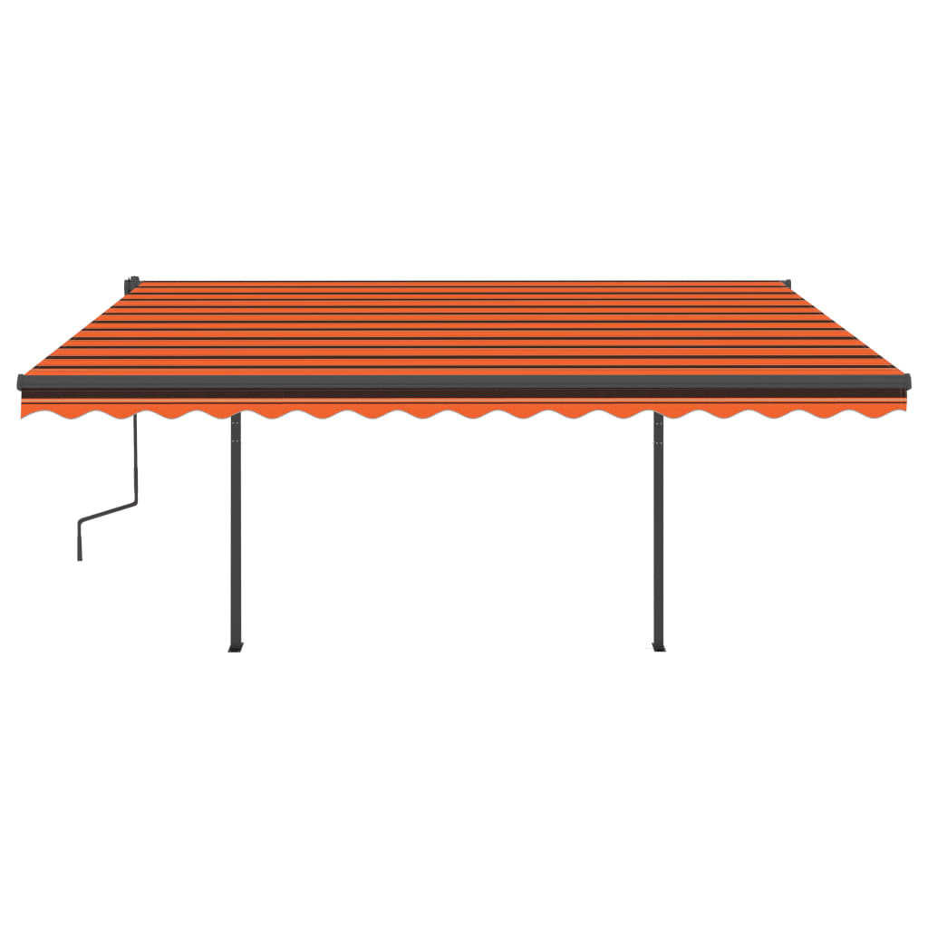VidaXL Markise manuell ausziehbar mit LED 4,5x3,5 m Orange und Braun