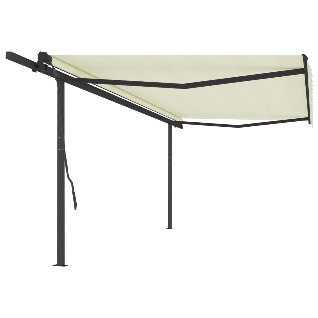 VidaXL Manuell ausziehbare Markise mit Stangen 5x3,5 m cremefarben