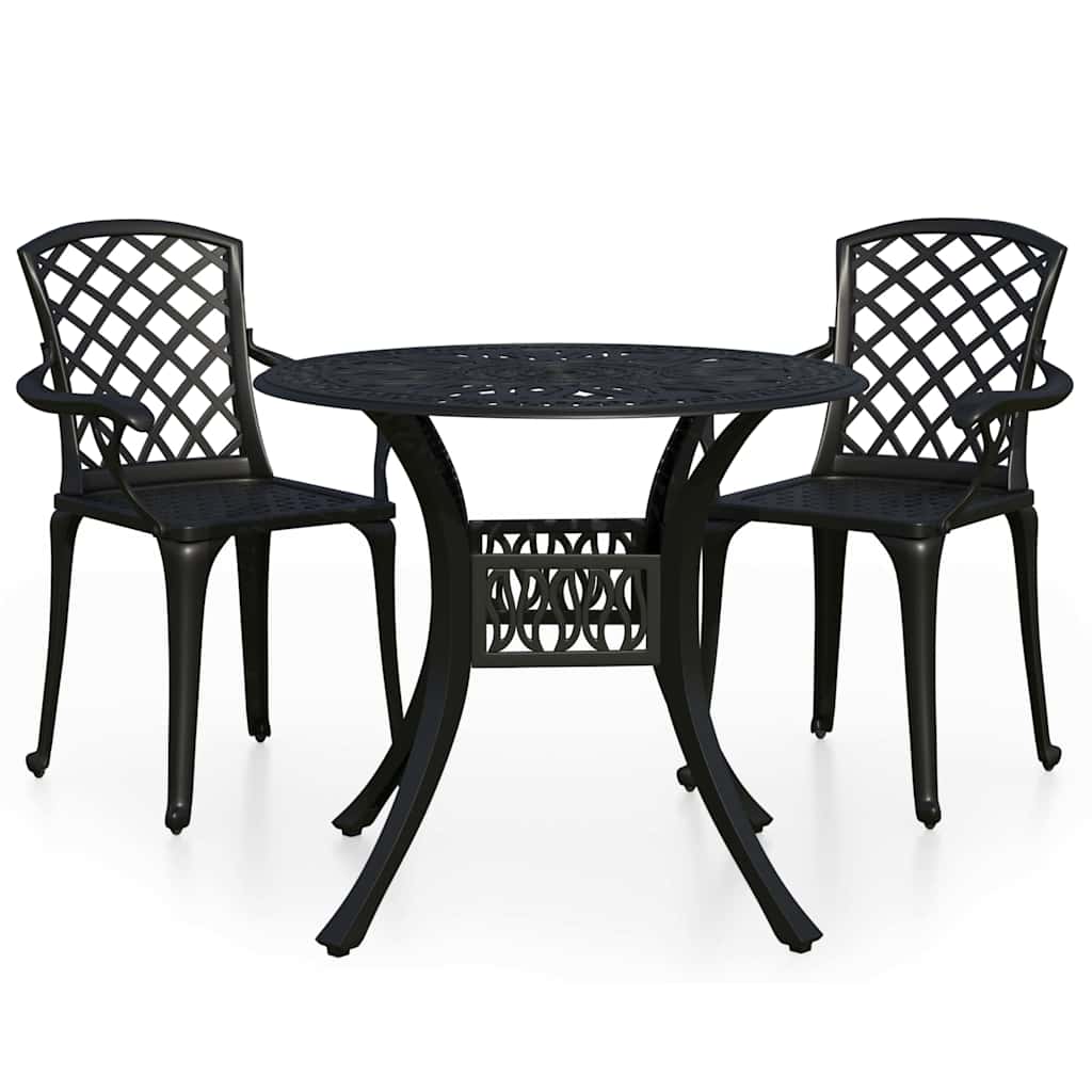 Vidaxl 3-delige bistroset gietaluminium zwart