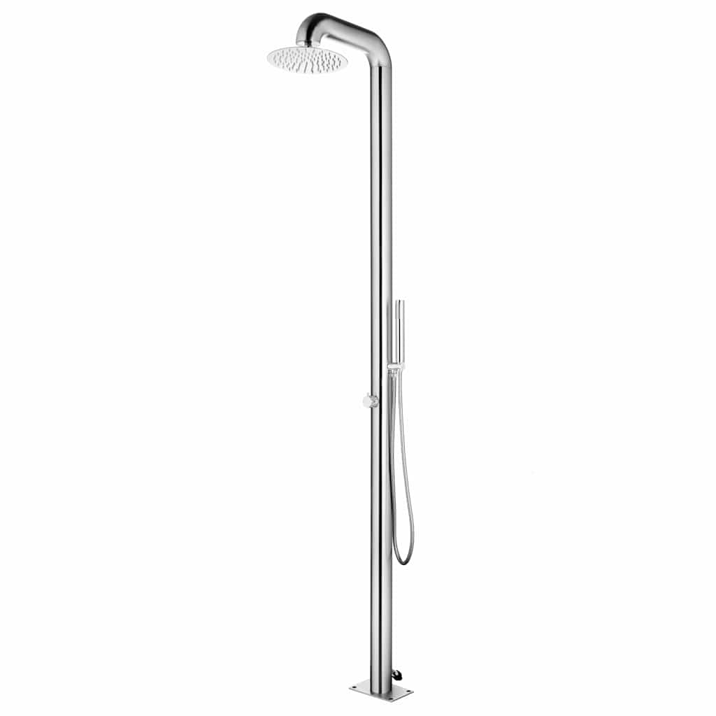 Vidaxl Outdoor -Dusche mit brauner Basis 230 cm Edelstahl