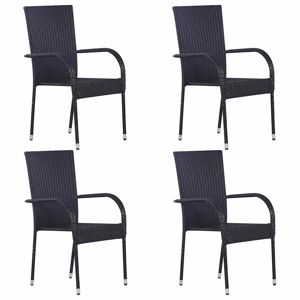 Vidaxl 5-delige tuinset poly rattan zwart