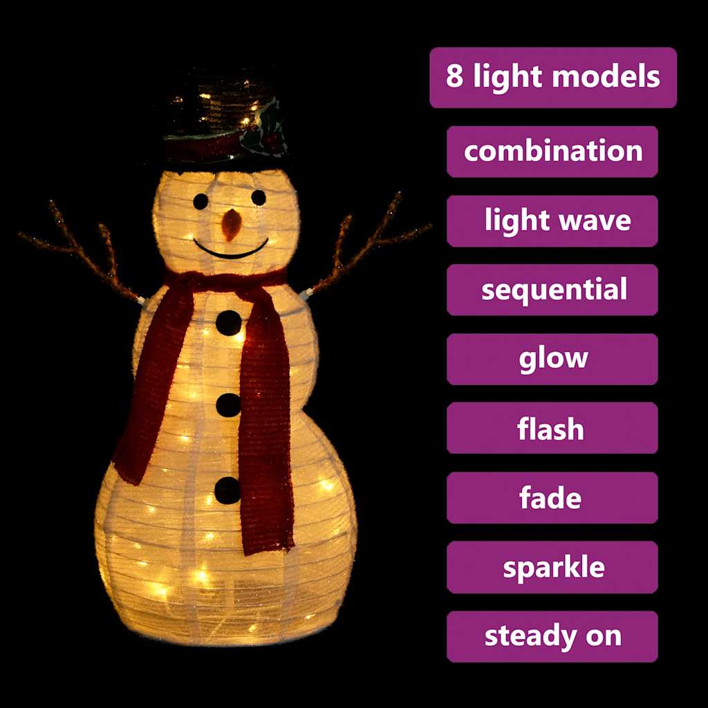 Vidaxl decoratieve sneeuwpop led 60 cm luxe stof