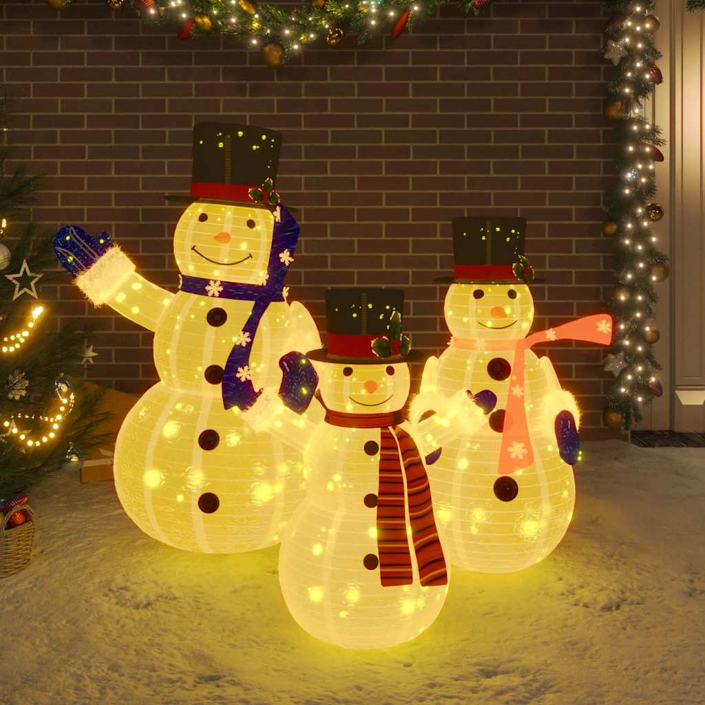 VidaXL dekorativer Schneemann-Familien-LED-Luxusstoff