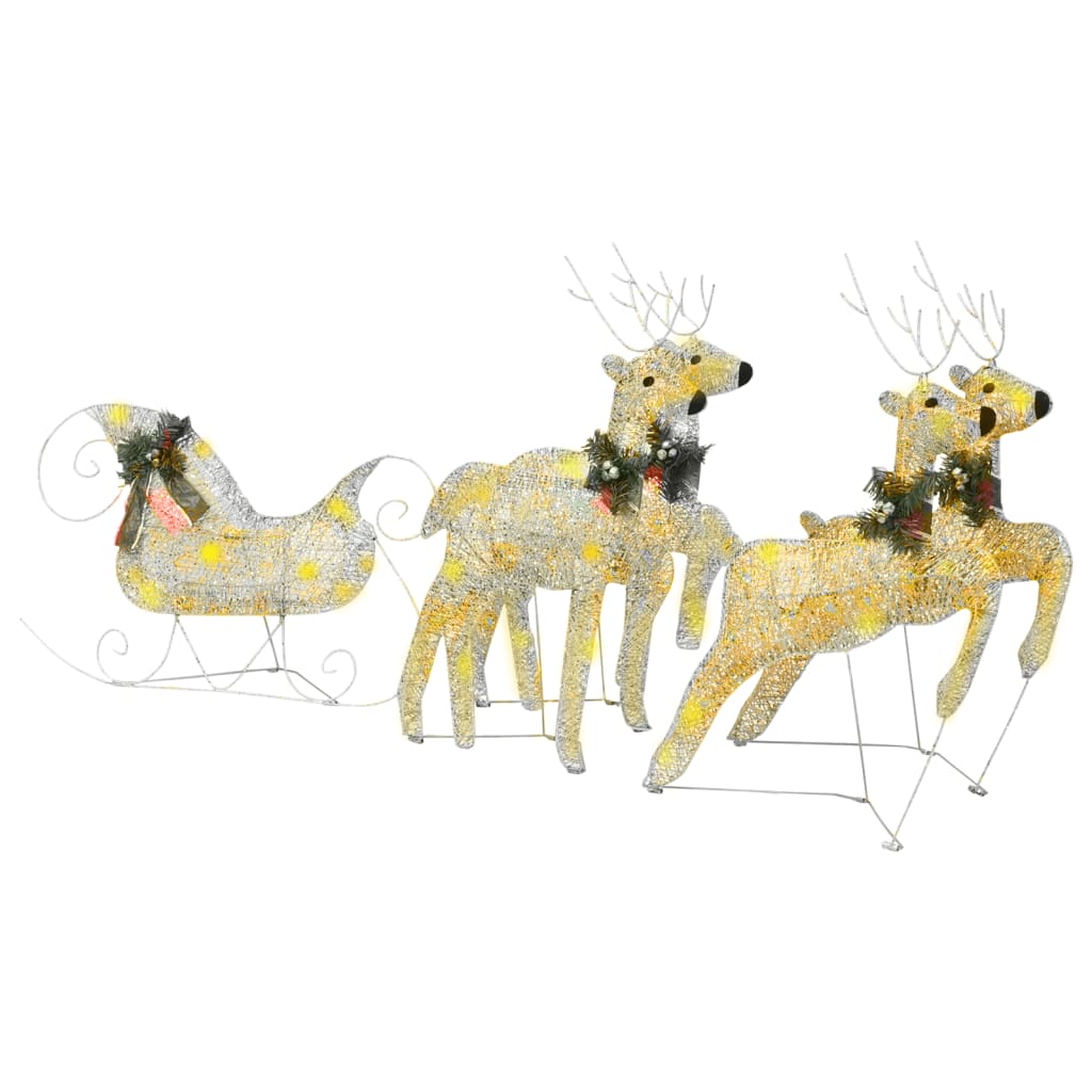 VidaXL Outdoor-Weihnachtsdekoration Rentier und Schlitten 100 LEDs goldfarben