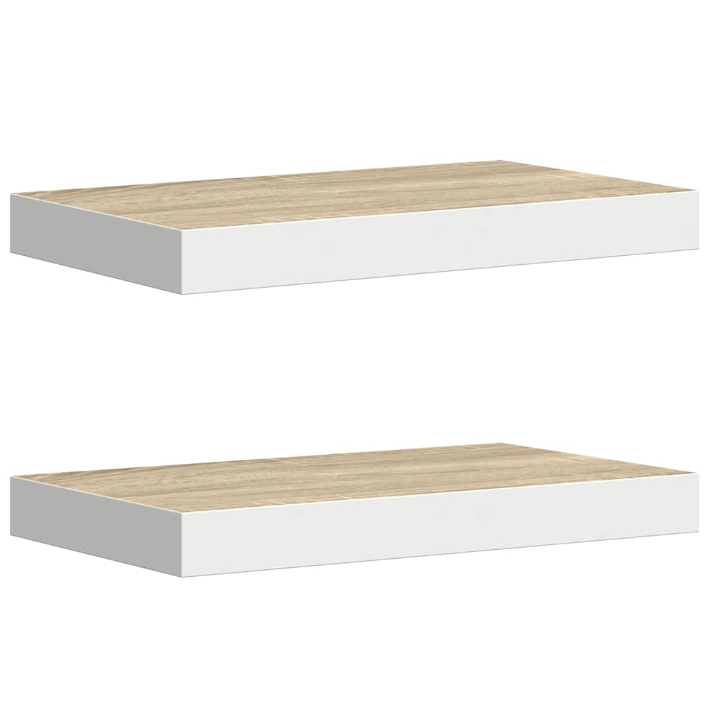 Vidaxl wandschappen 2 st zwevend 40x23x3,8 cm mdf eikenkleurig en wit