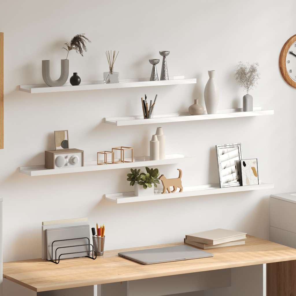 Vidaxl wandschappen 4 st 80x9x3 cm hoogglans wit