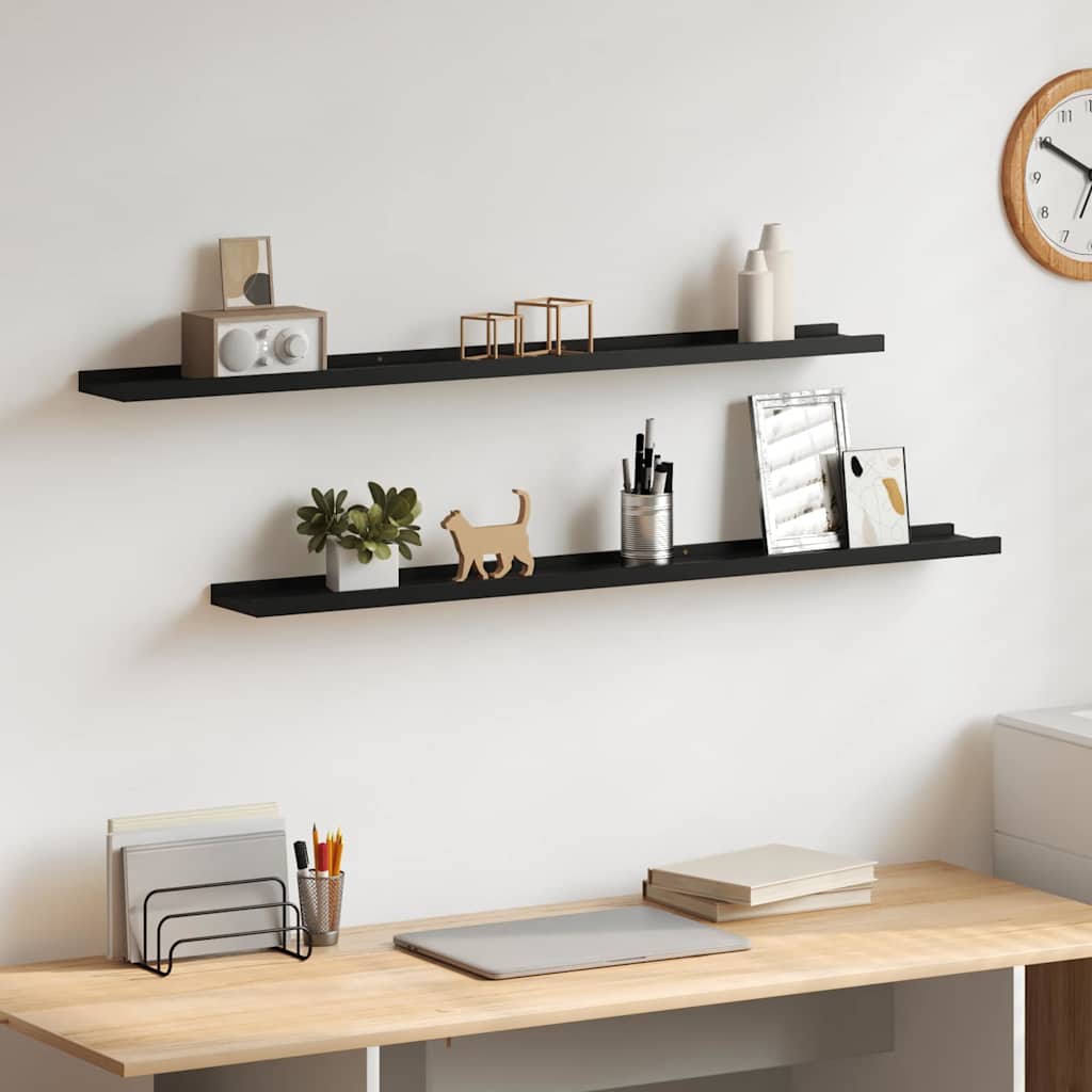 Vidaxl wandschappen 2 st 100x9x3 cm zwart