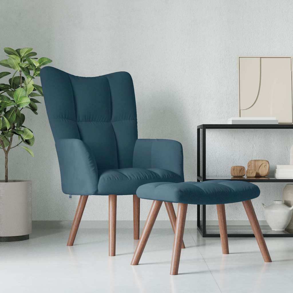 Vidaxl relaxstoel met voetenbank fluweel blauw