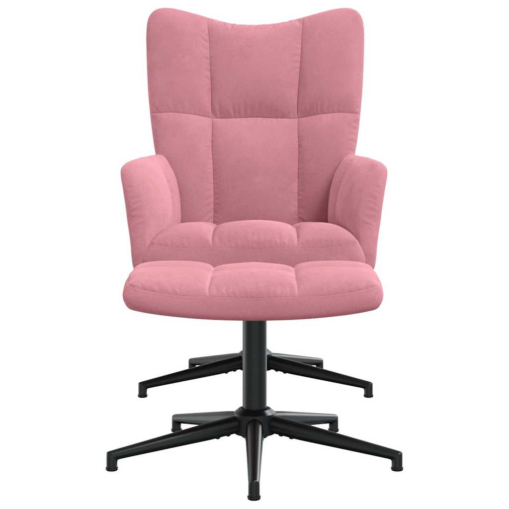 Vidaxl relaxstoel met voetenbank fluweel roze