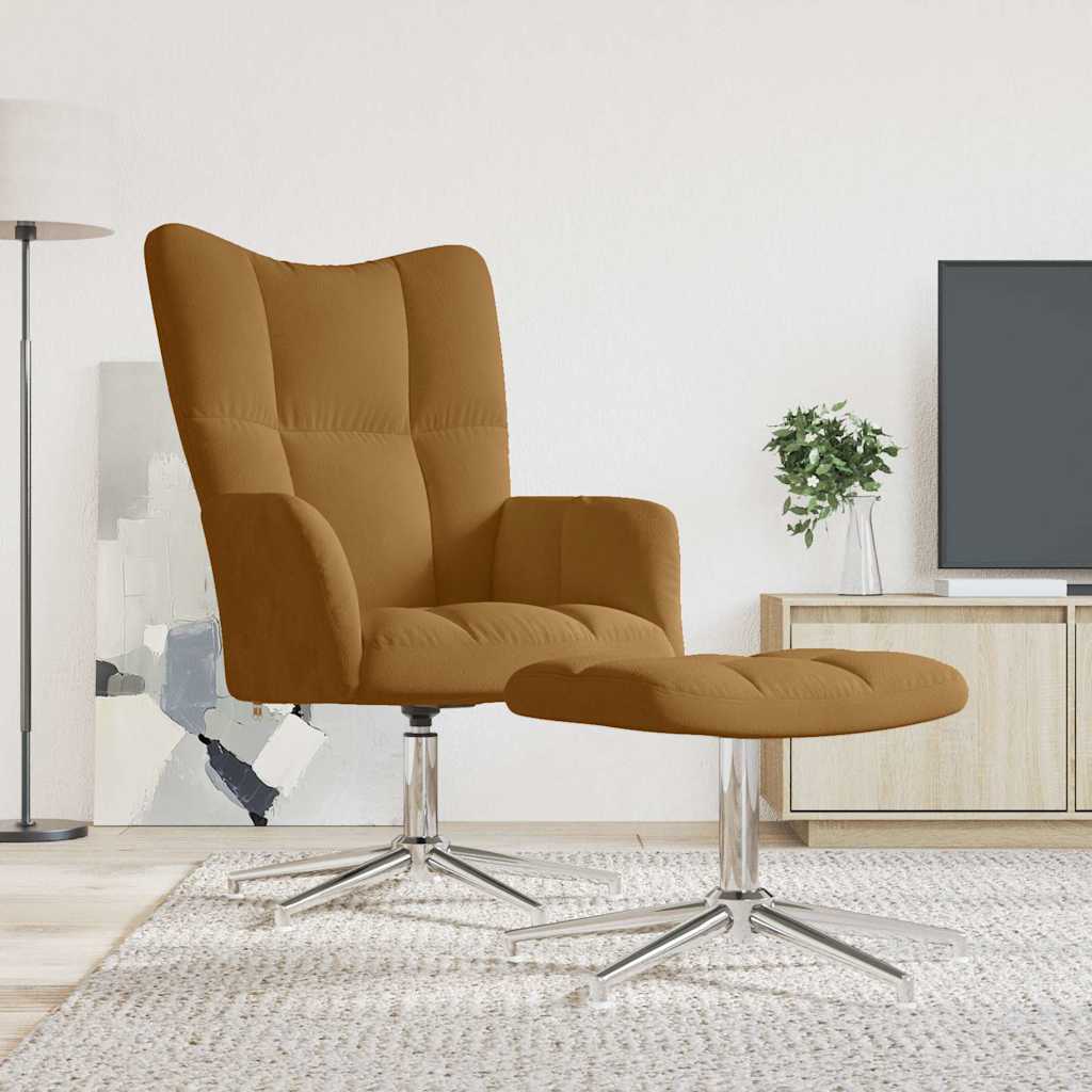 Vidaxl relaxstoel met voetenbank fluweel bruin