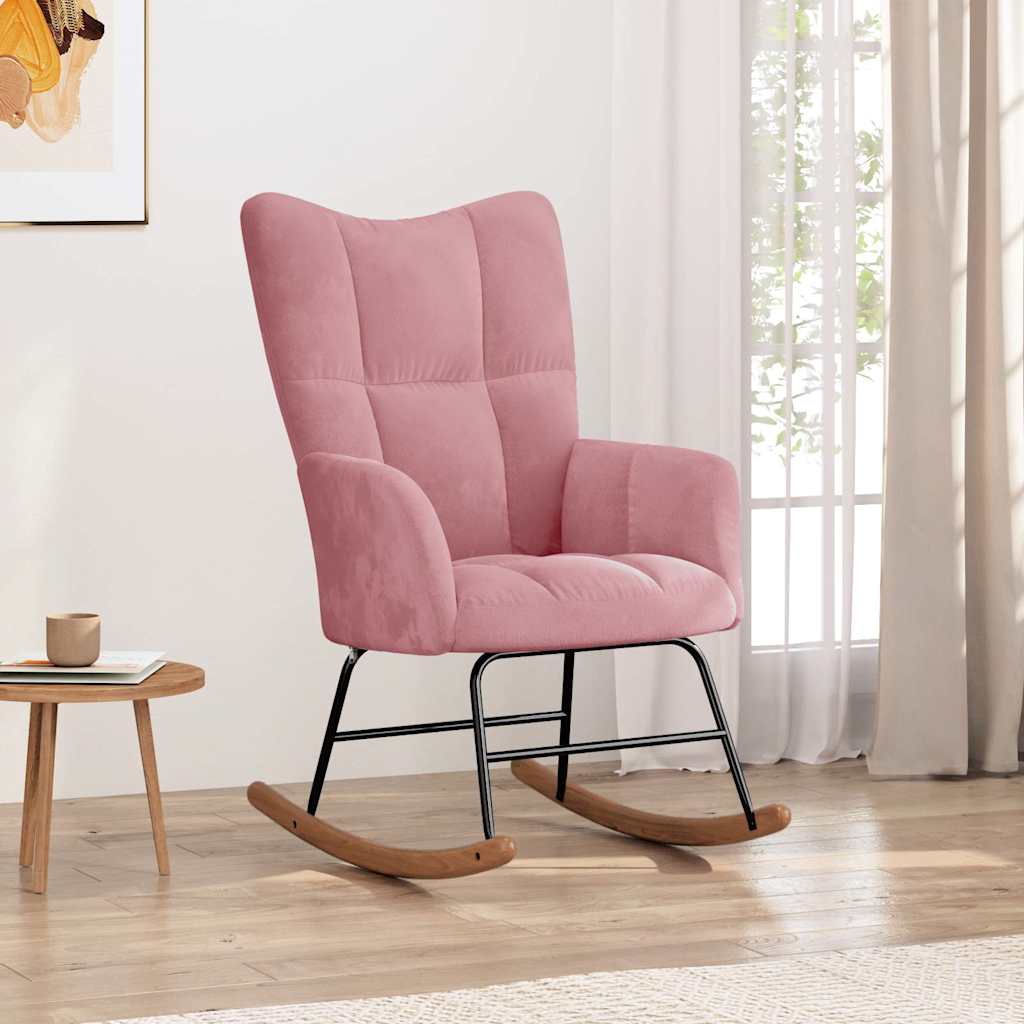 Vidaxl schommelstoel fluweel roze