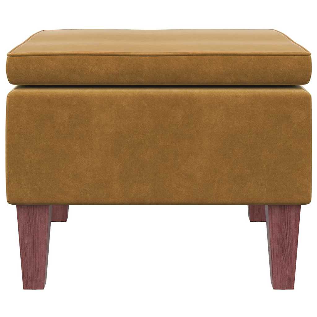 Vidaxl kruk met houten poten fluweel bruin
