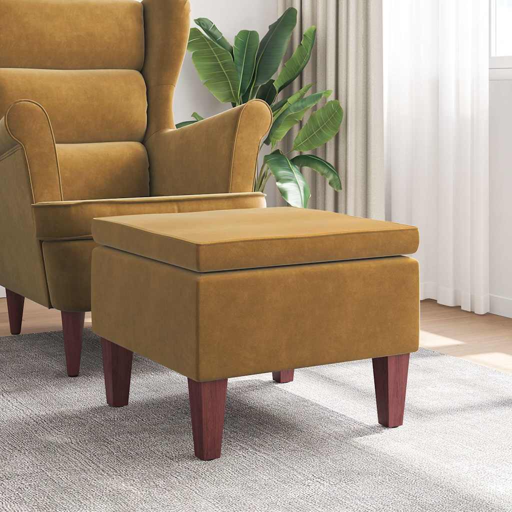 Vidaxl kruk met houten poten fluweel bruin