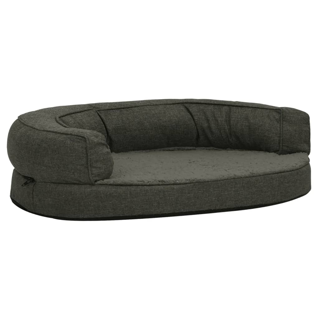 Vidaxl Hundebett Ergonomische Leinen Look 90x64 cm Fleece dunkelgrau