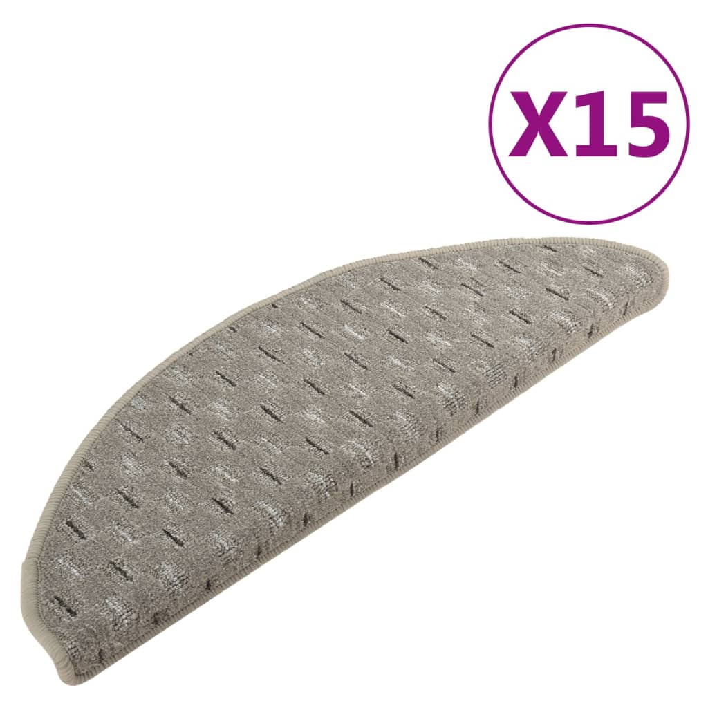 Vidaxl -Treppenmatten 15 ST 65x21x4 cm Grau